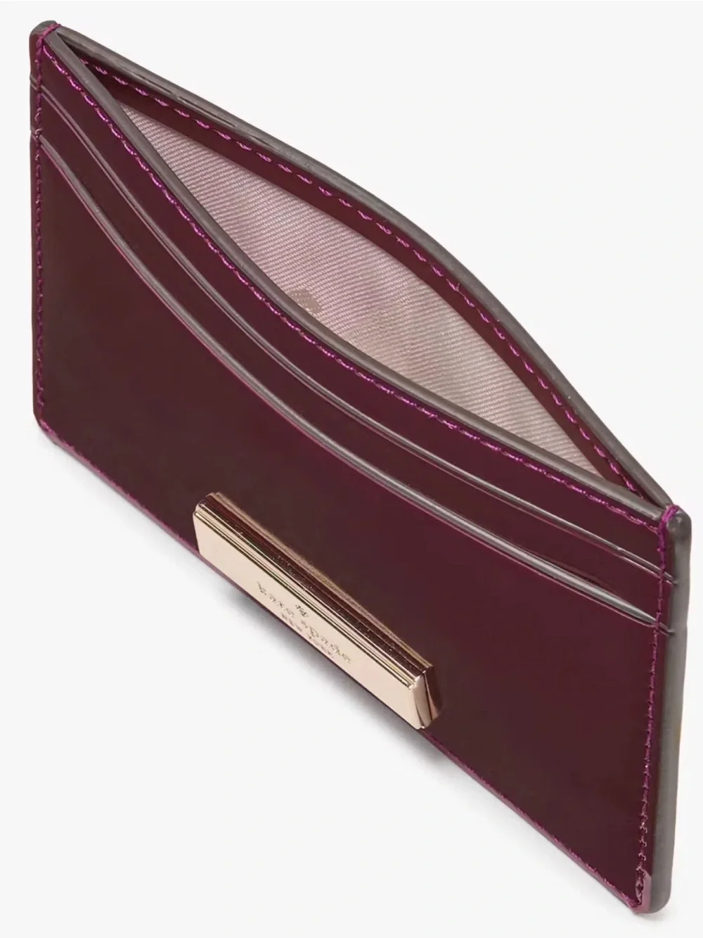 Kate Spade Kenzie Patent‎ Slim Card Holder Dark Raspberry NIB